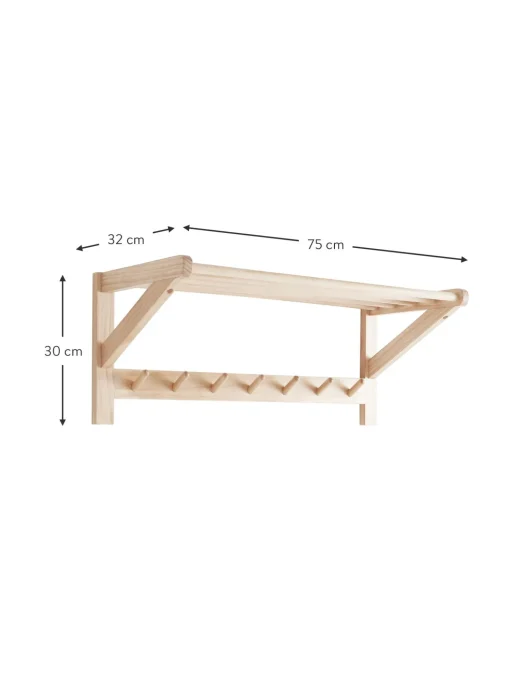Appendiabiti Con Cappelliera In Legno Di Pino Cole