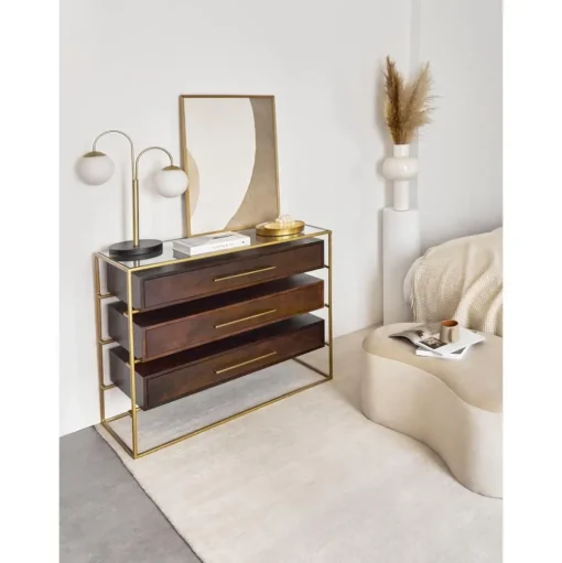 Cassettiera Con Piano In Vetro Lyle