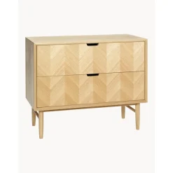 Cassettiera In Legno Di Quercia Con Motivo Spina Di Pesce Herringbone