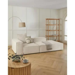 Chaise Longue Componibile In Velluto A Coste Lennon