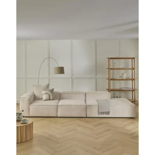 Chaise Longue Xl Componibile In Velluto A Coste Lennon