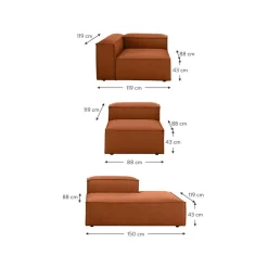 Chaise Longue Xl Componibile Lennon
