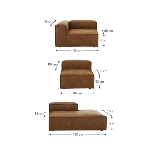 Chaise Longue Xl Componibile In Pelle Riciclata Lennon