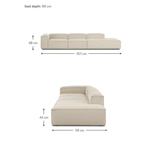 Chaise Longue Xl Componibile In Velluto A Coste Lennon