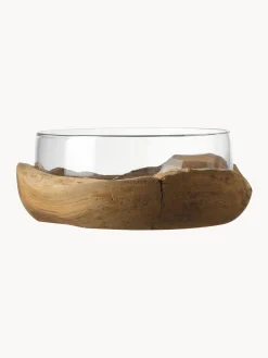 Ciotola Decorativa Fatta A Mano Con Base In Teak Terra, O28 Cm