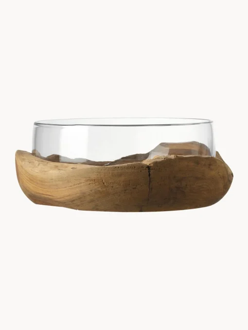 Ciotola Decorativa Fatta A Mano Con Base In Teak Terra, O28 Cm