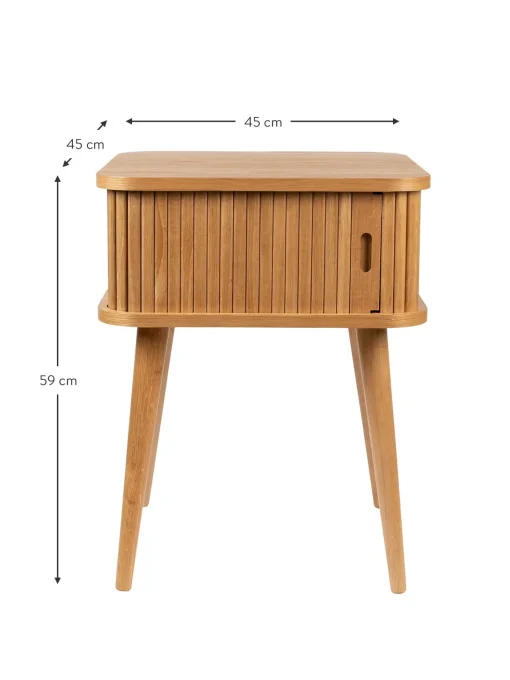 Comodino In Legno Con Anta Scorrevole E Frontale Scanalato Barbier