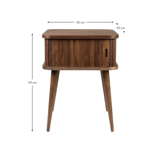 Comodino In Legno Con Anta Scorrevole E Frontale Scanalato Barbier