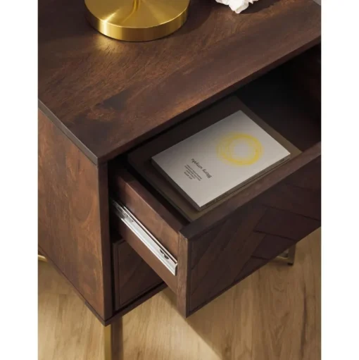 Comodino In Legno Di Mango Massiccio Con Cassetti Luca