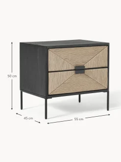 Comodino In Legno Di Mango Massiccio Con Cassetti June