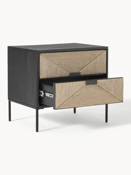 Comodino In Legno Di Mango Massiccio Con Cassetti June