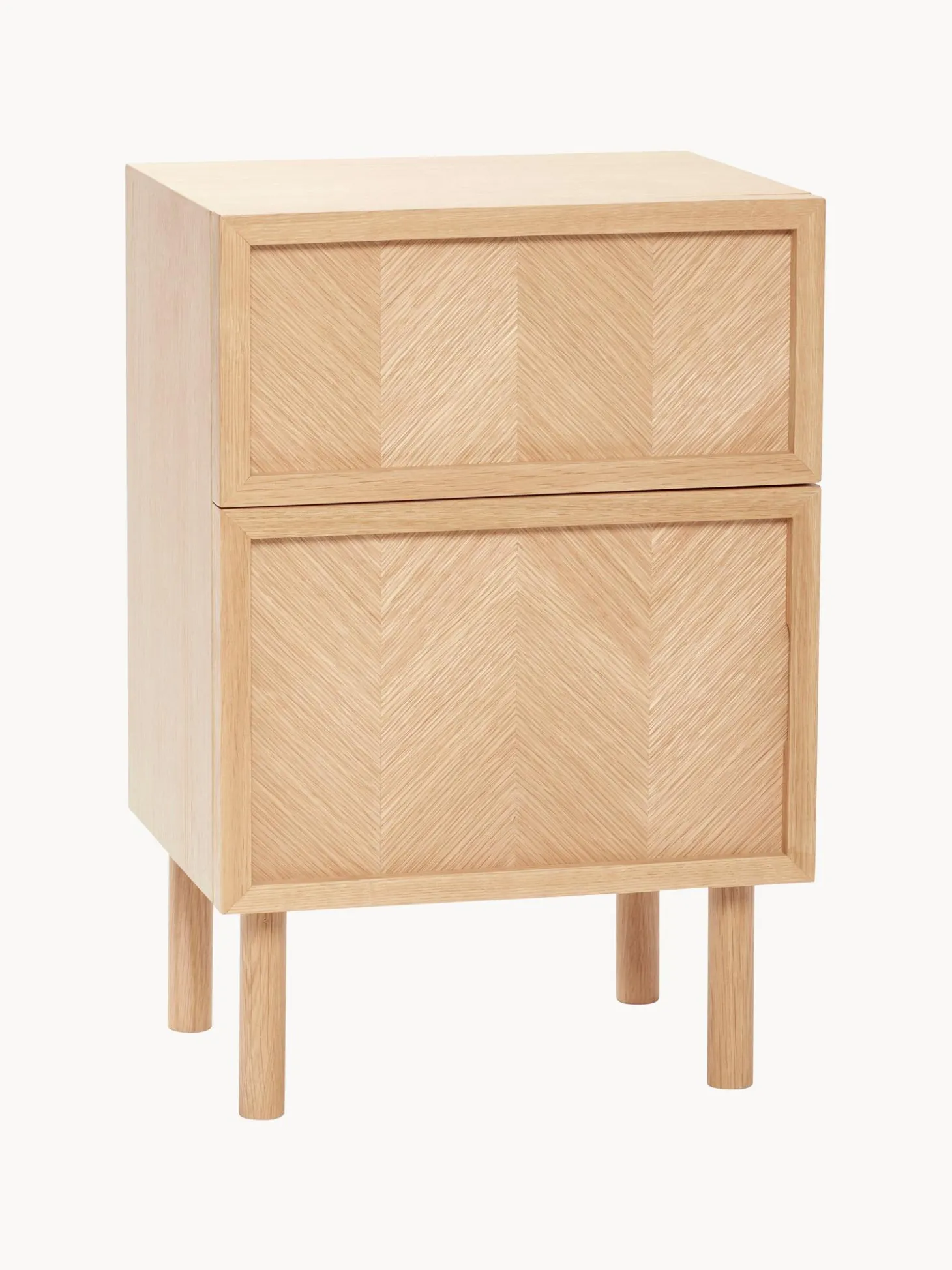 Comodino In Legno Di Quercia Con Motivo Spina Di Pesce Herringbone