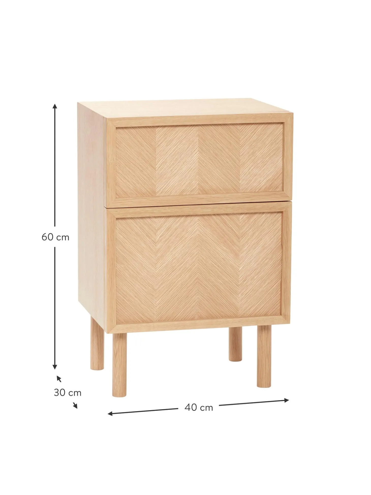 Comodino In Legno Di Quercia Con Motivo Spina Di Pesce Herringbone