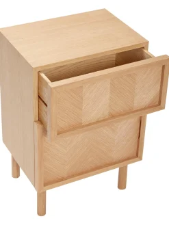 Comodino In Legno Di Quercia Con Motivo Spina Di Pesce Herringbone