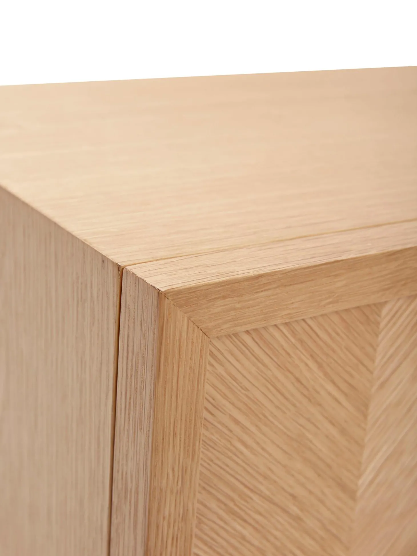 Comodino In Legno Di Quercia Con Motivo Spina Di Pesce Herringbone