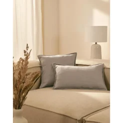 Copricuscino In Lino Grigio Chiaro Lanya