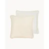 Copricuscino Reversibile Beige Con Frange Loran