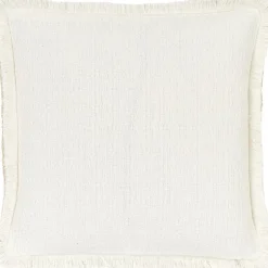 Copricuscino Reversibile Beige Con Frange Loran