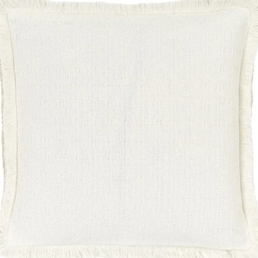 Copricuscino Reversibile Beige Con Frange Loran
