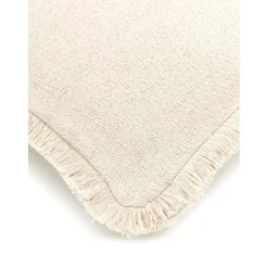 Copricuscino Reversibile Beige Con Frange Loran