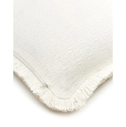 Copricuscino Reversibile Beige Con Frange Loran