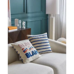 Copricuscino Reversibile Con Scritta Ricamata Blah Blah