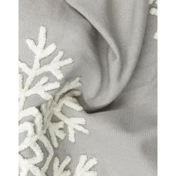 Copricuscino Ricamata Color Grigio Snowflake