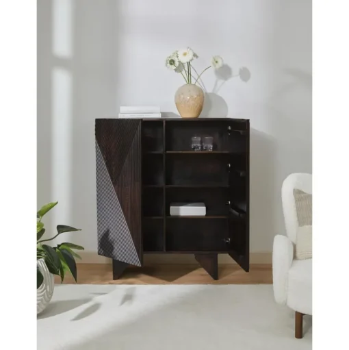 Credenza Alta In Legno Di Mango Massiccio Con Ante Louis