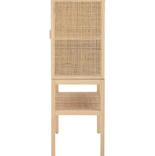 Credenza Alta In Legno Di Pino/Rattan Sanna