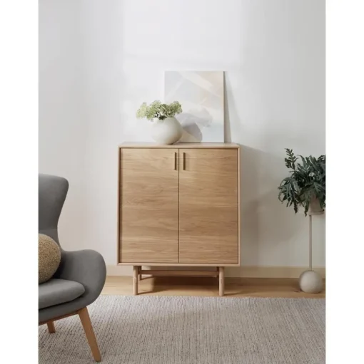 Credenza Alta In Legno Di Quercia Con Ante Diana