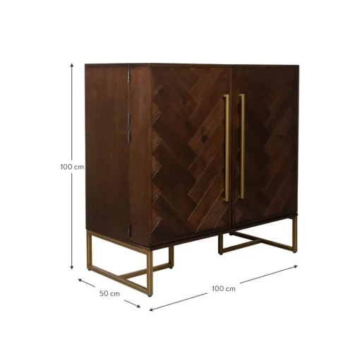 Credenza Bar A Spina Di Pesce Con Finitura In Legno Di Acacia Class