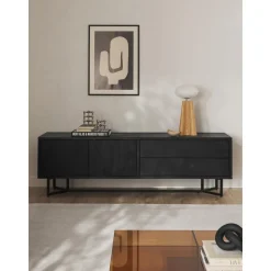Credenza Bassa In Legno Massiccio Con Ante Luca