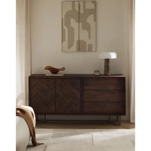 Credenza Con Ante In Legno Massiccio A Spina Di Pesce Luca