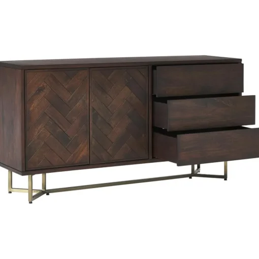 Credenza Con Ante In Legno Massiccio A Spina Di Pesce Luca