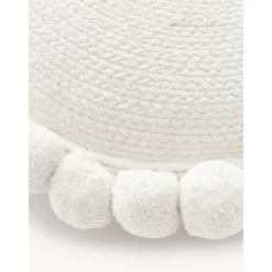 Cuscino Arredo Imbottito Bianco Con Pompon Deva