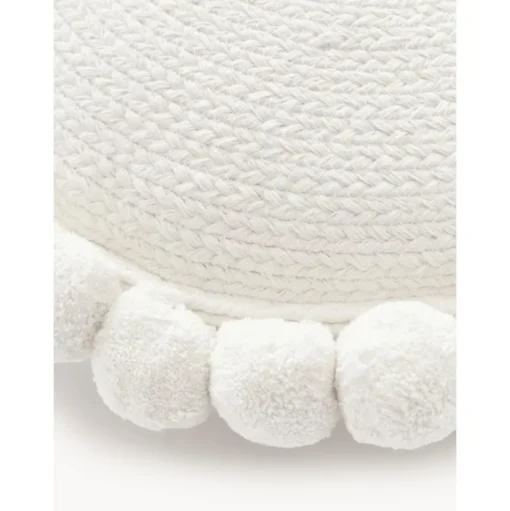 Cuscino Arredo Imbottito Bianco Con Pompon Deva