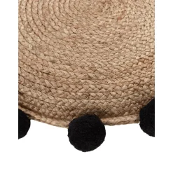 Cuscino Arredo In Juta Con Pompon Fiko