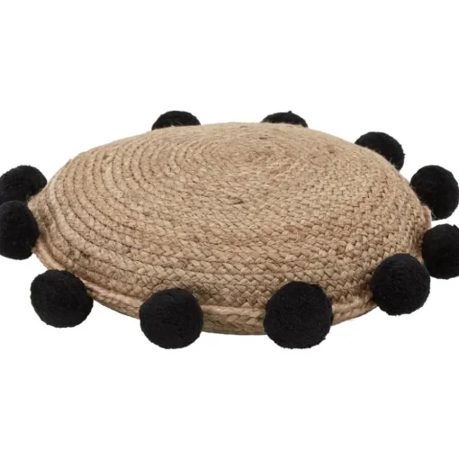 Cuscino Arredo In Juta Con Pompon Fiko