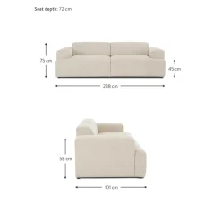 Divano 3 Posti In Velluto A Coste Melva