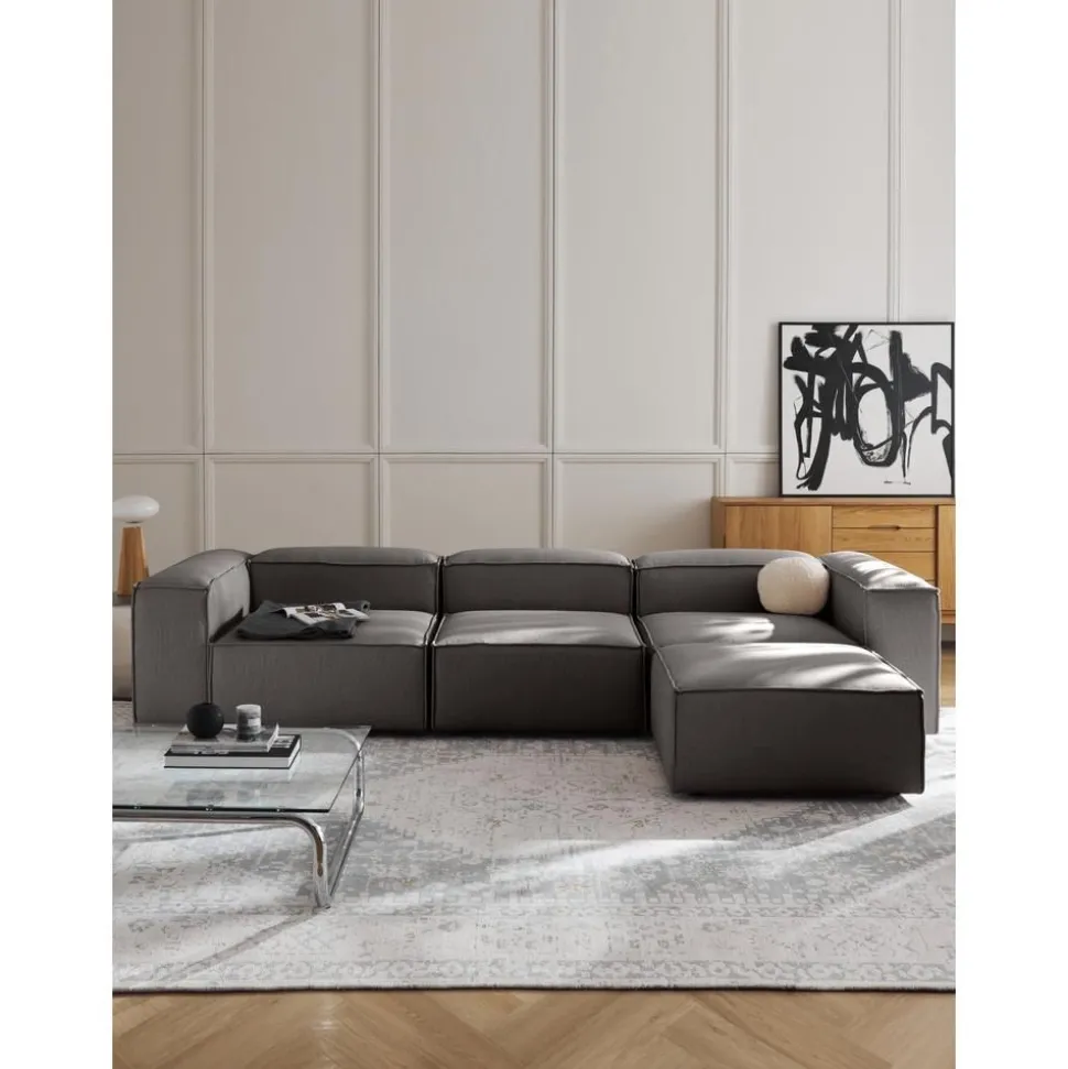 Divano Componibile 4 Posti Con Poggiapiedi Lennon