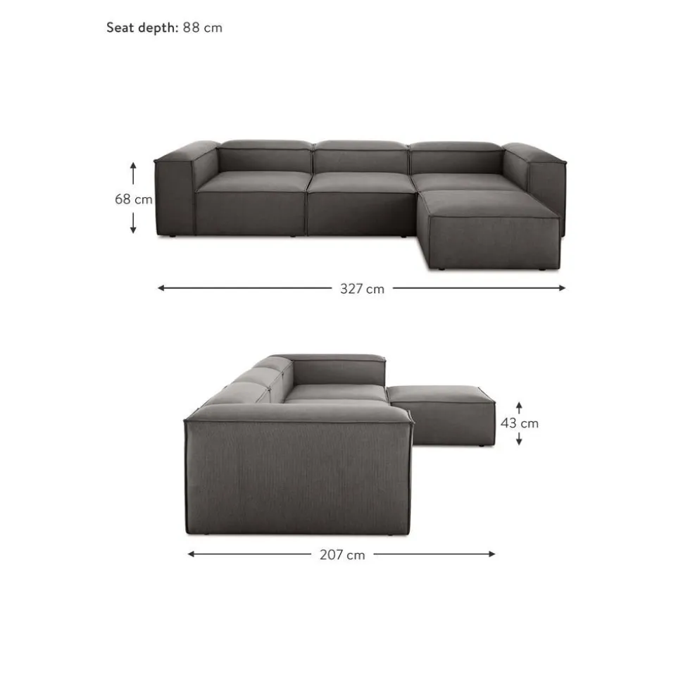 Divano Componibile 4 Posti Con Poggiapiedi Lennon