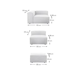 Divano Componibile 4 Posti Con Poggiapiedi Lennon