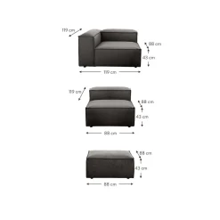 Divano Componibile 4 Posti Con Poggiapiedi Lennon