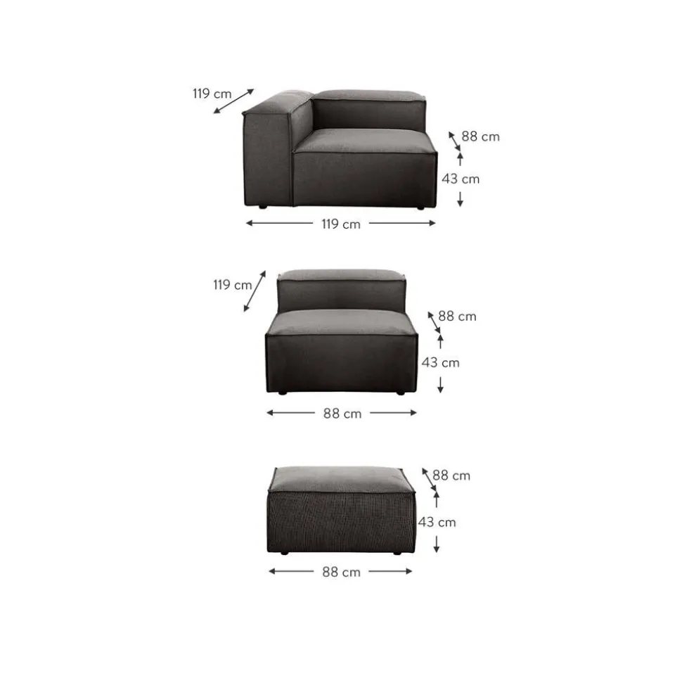 Divano Componibile 4 Posti Con Poggiapiedi Lennon