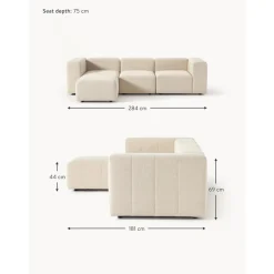 Divano Componibile 4 Posti In Boucle Con Poggiapiedi Lena