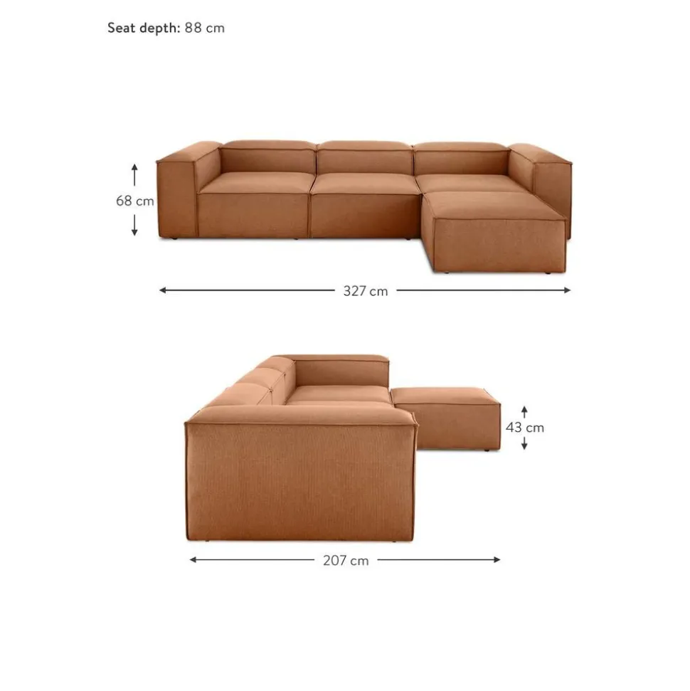 Divano Componibile 4 Posti Con Poggiapiedi Lennon