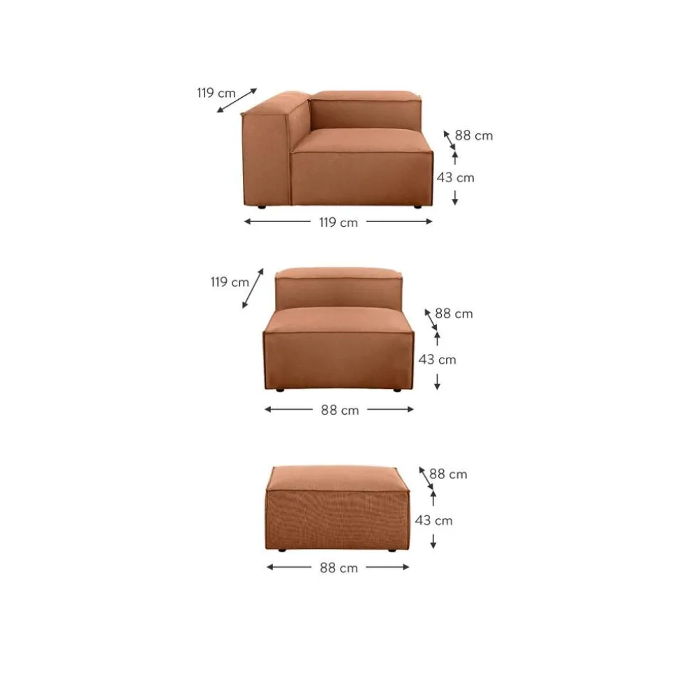 Divano Componibile 4 Posti Con Poggiapiedi Lennon