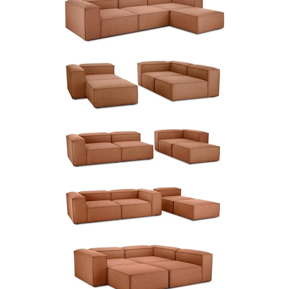 Divano Componibile 4 Posti Con Poggiapiedi Lennon