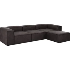 Divano Componibile 4 Posti In Pelle Riciclata Con Poggiapiedi Lennon