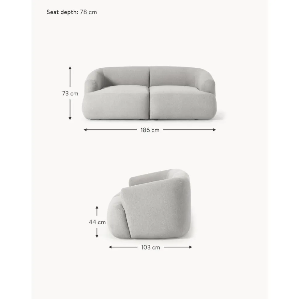 Divano Componibile 2 Posti In Boucle Sofia